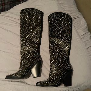 Azalea Wang knee high studded boots